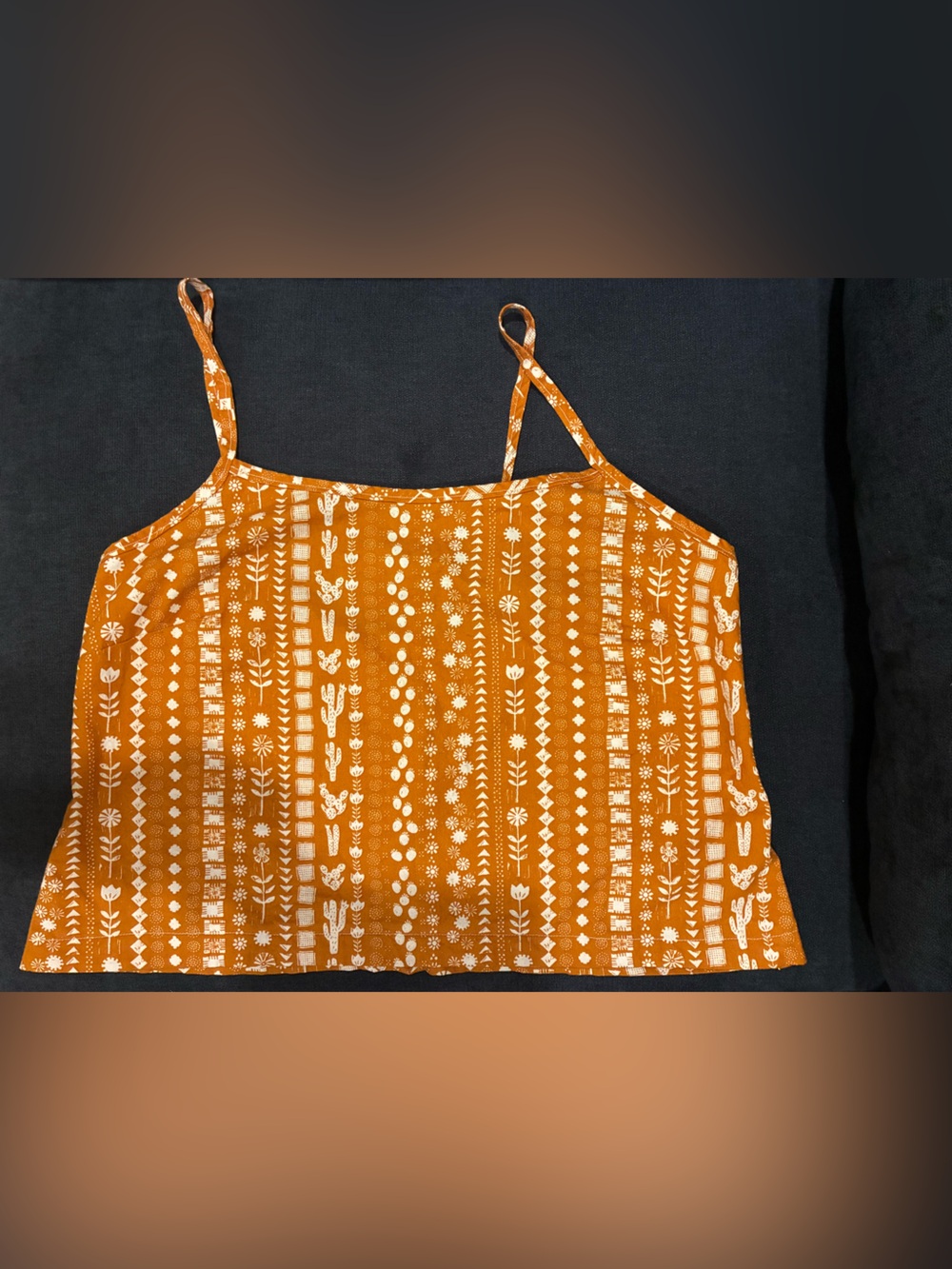 Vintage Spaghetti Strap Crop Tank Top in Rust Orange